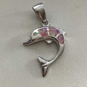 Opal 925 Sterling Silver Dolphin Pendant